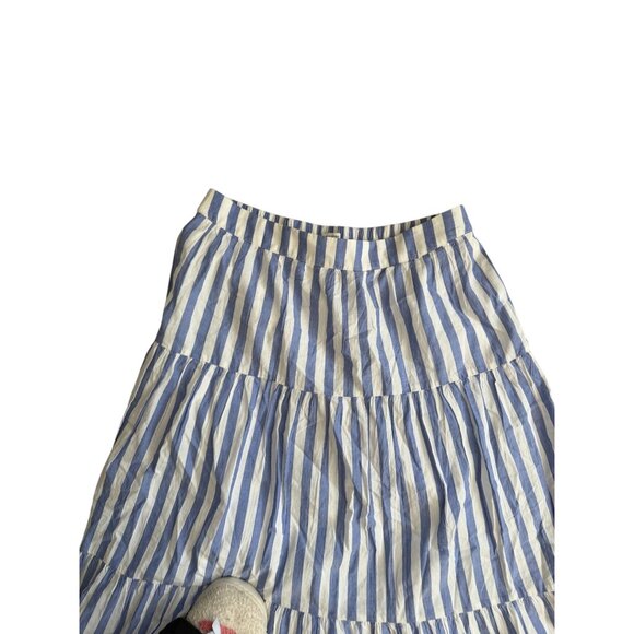 J CREW Blue White Striped Tiered Midi Skirt Size Small - Picture 4 of 6